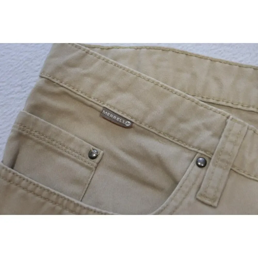 Merrell Carpenter Denim Work Pants Rugged Hiking‎ Camp Beige Mens Sz 40 x 32